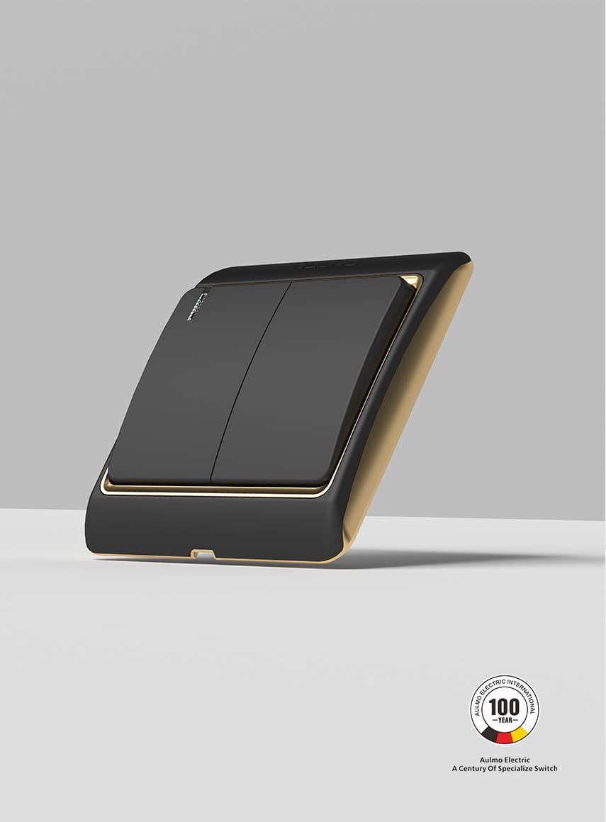 AULMO DZ Series switch, graphite black with gold trim