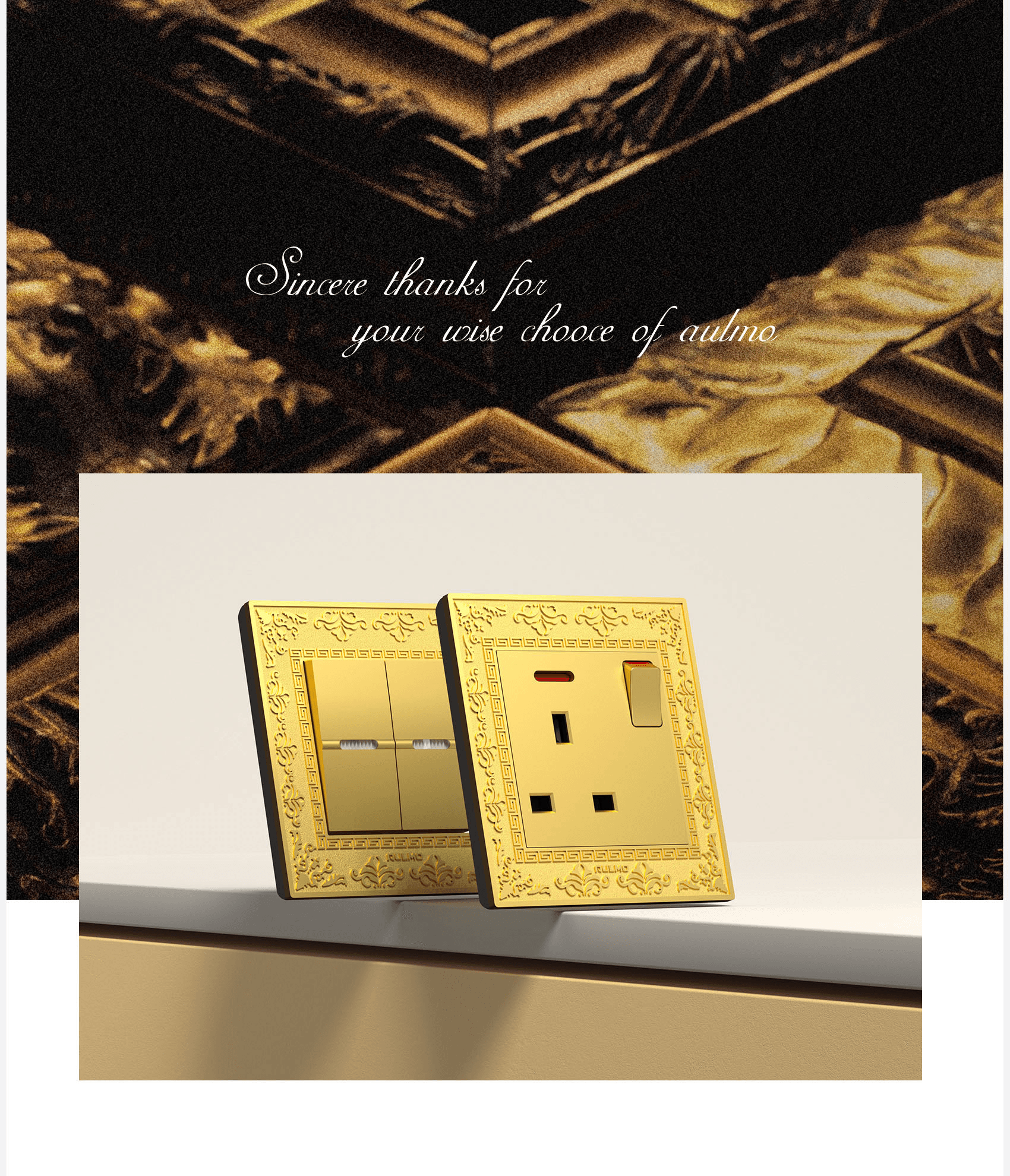AULMO K60 Series switch and socket, bright gold