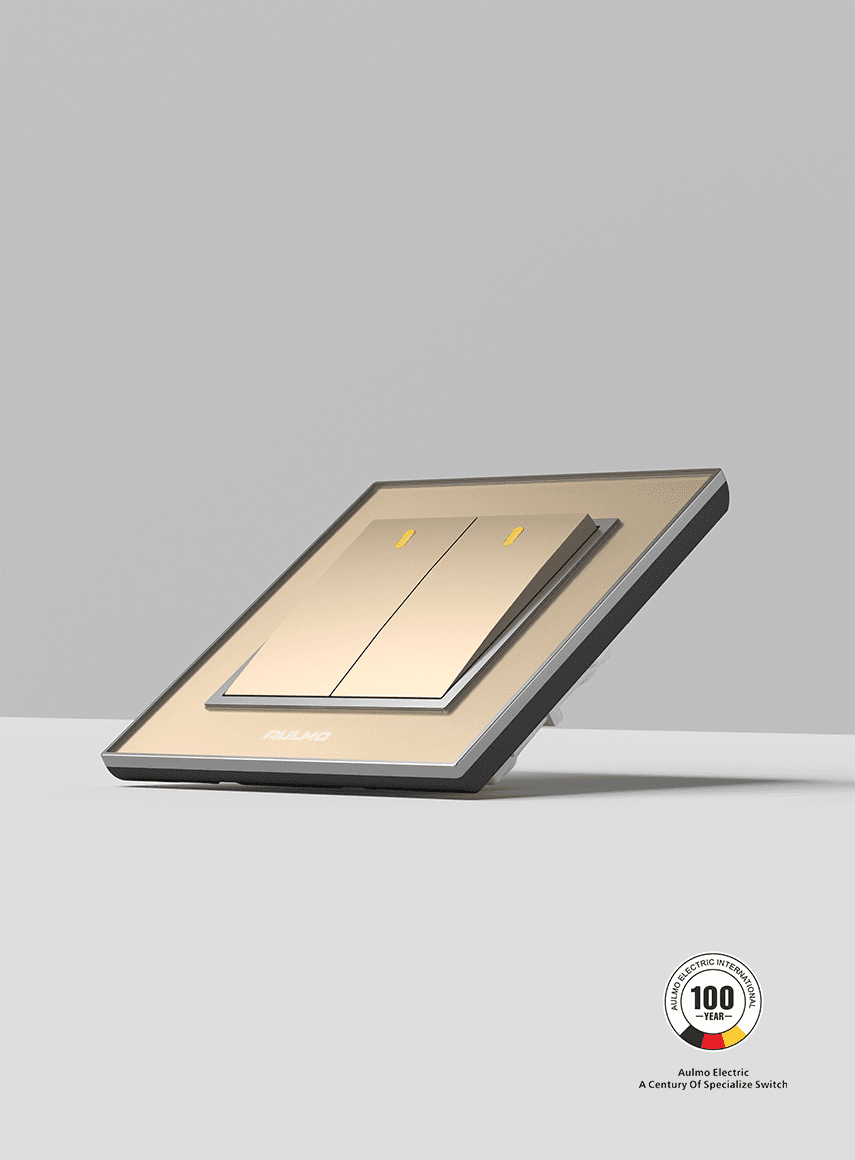 AULMO S60 Series glass-panel switch, gold