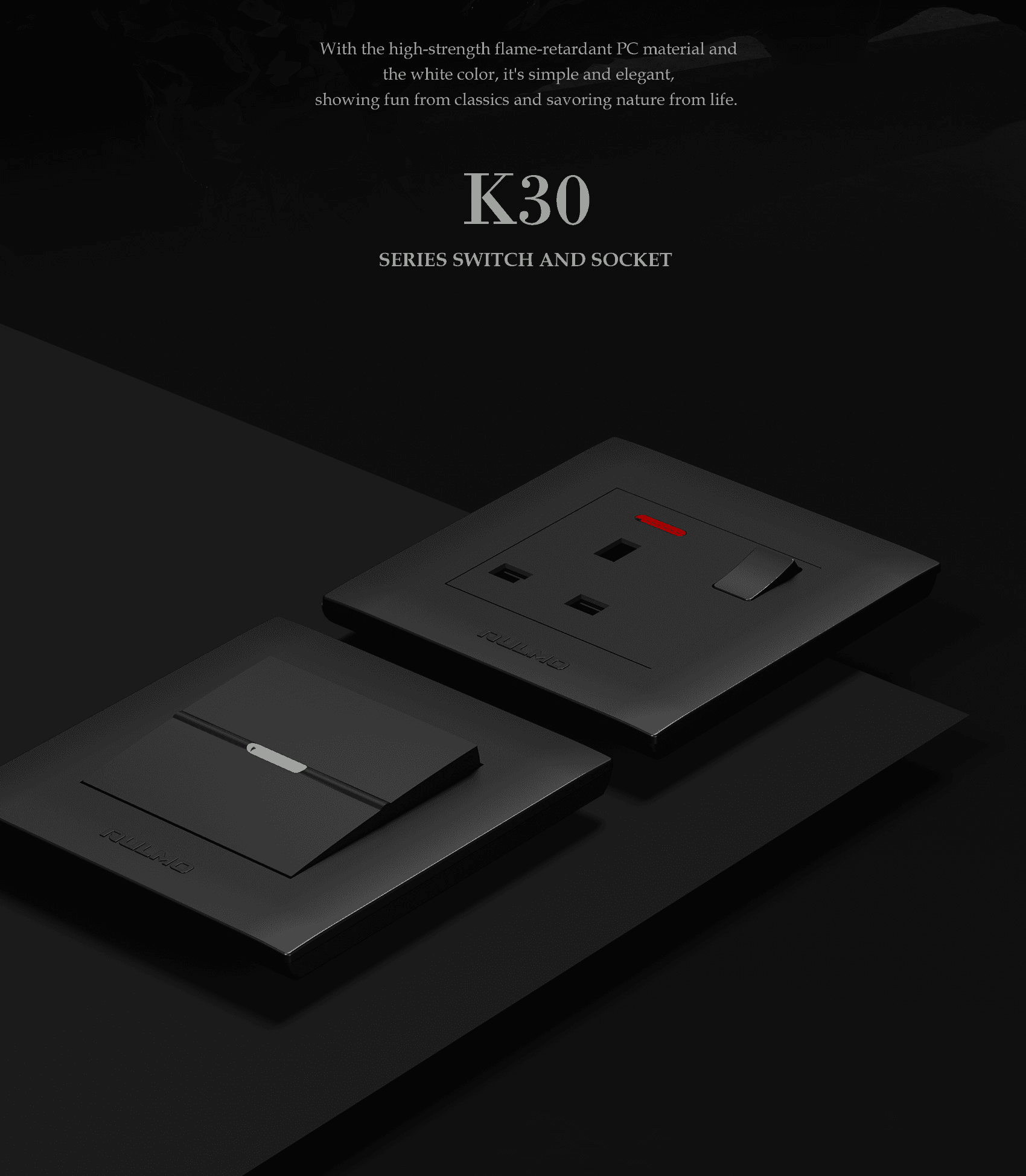 AULMO K30 Series switch and socket, ink black