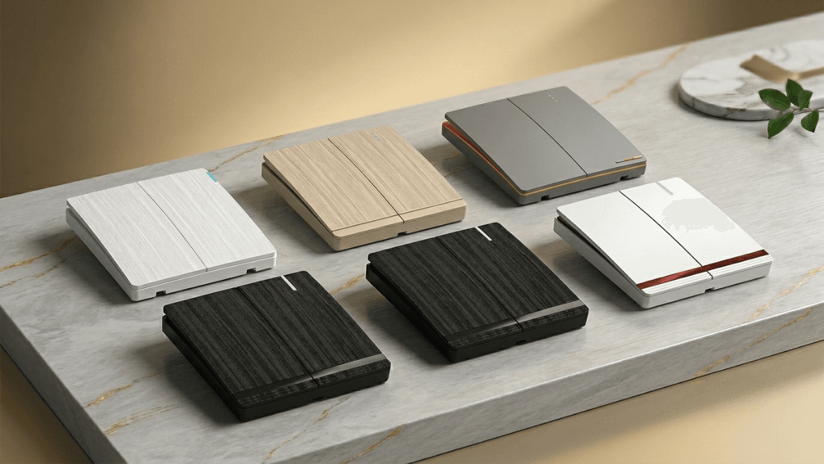AULMO L Series switch lineup across six finishes