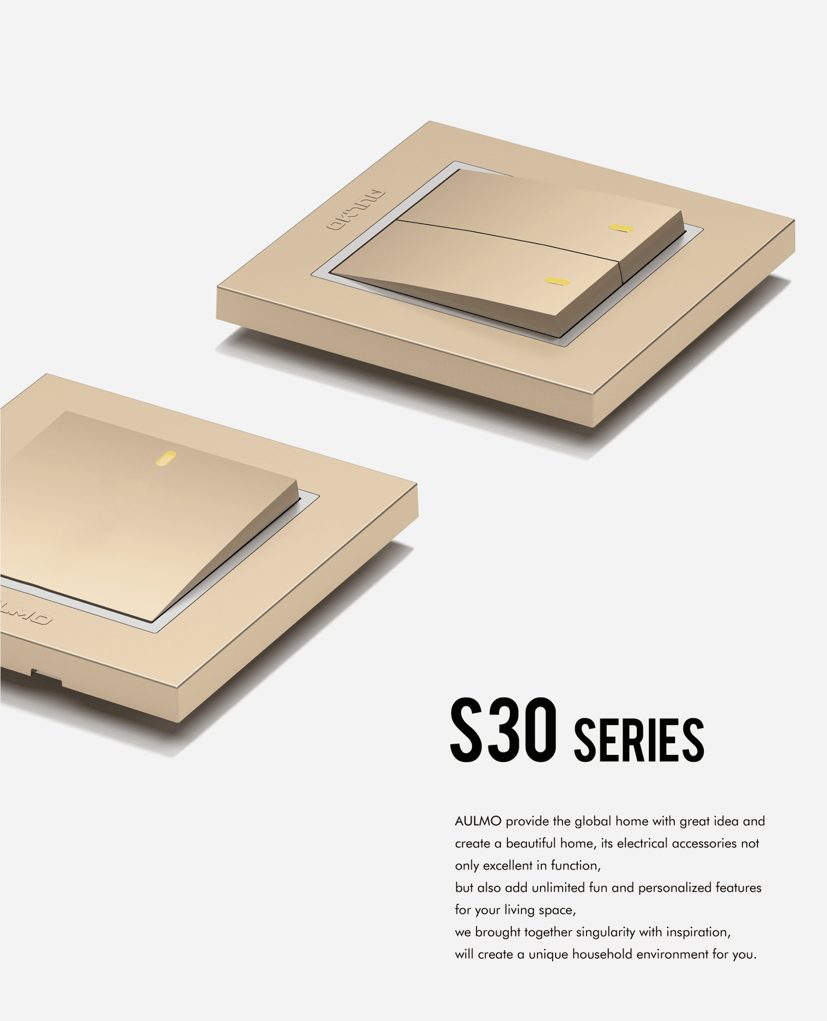AULMO S30 Series switch, gold, brand statement