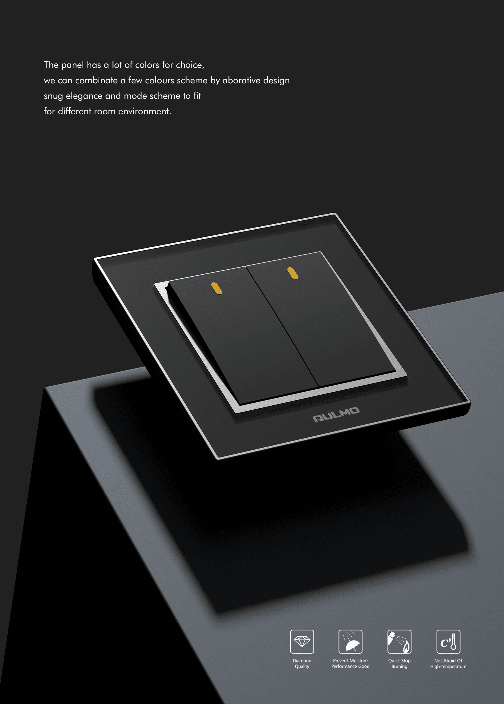 AULMO S60 Series switch, black, brand statement
